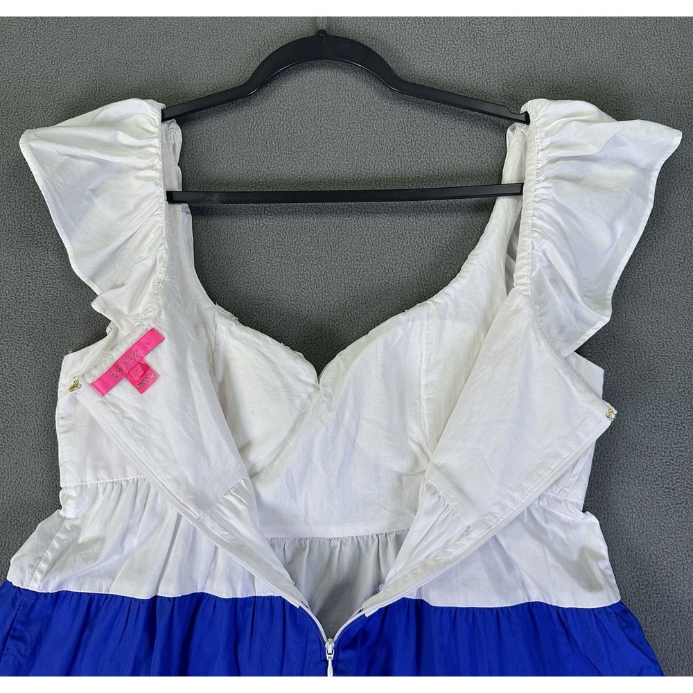 Lilly Pulitzer Top Size 10 White Pink Emie Ruffle Resort Beach Coconut Babydoll - Picture 6 of 11